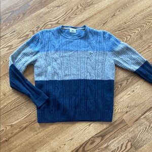 Lacoste Men's Blue and Gray Sweater wool sweater cable knit boxy gorpcore